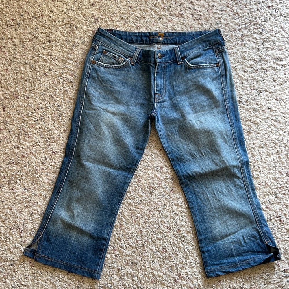 Vintage 7 for all mankind A-Pocket Rhinestone Crystal pocket capris crop size 29